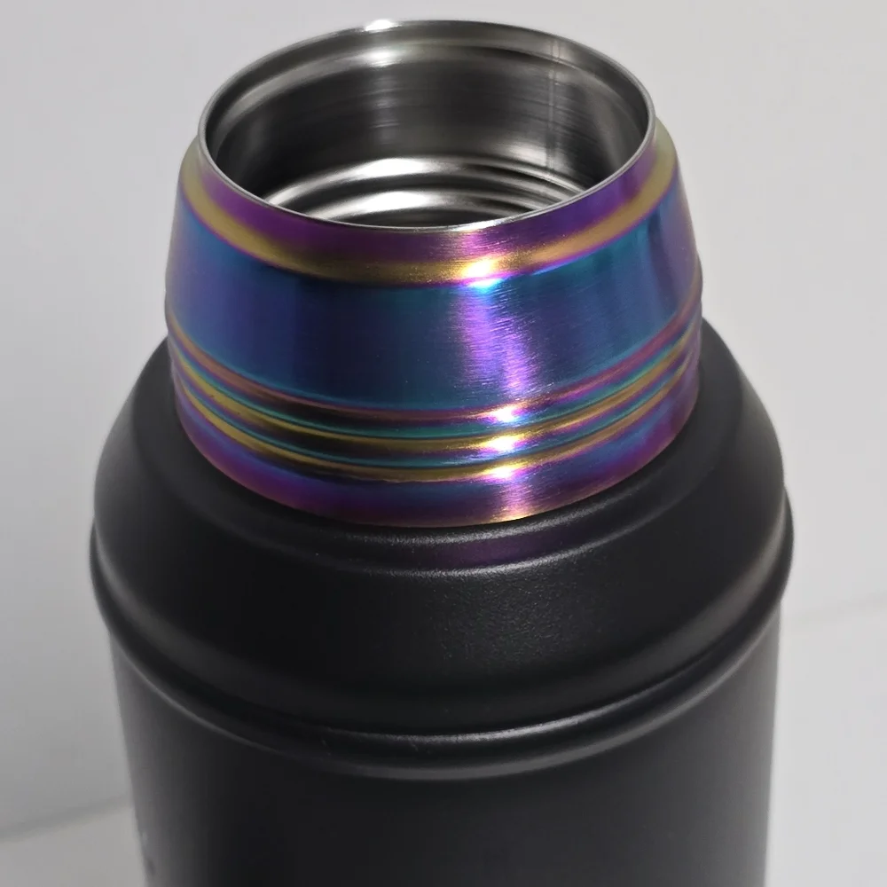 Stanley Black Stainless Steel Thermos with Iridescent Green-Blue Cap - Picture 9 of 14